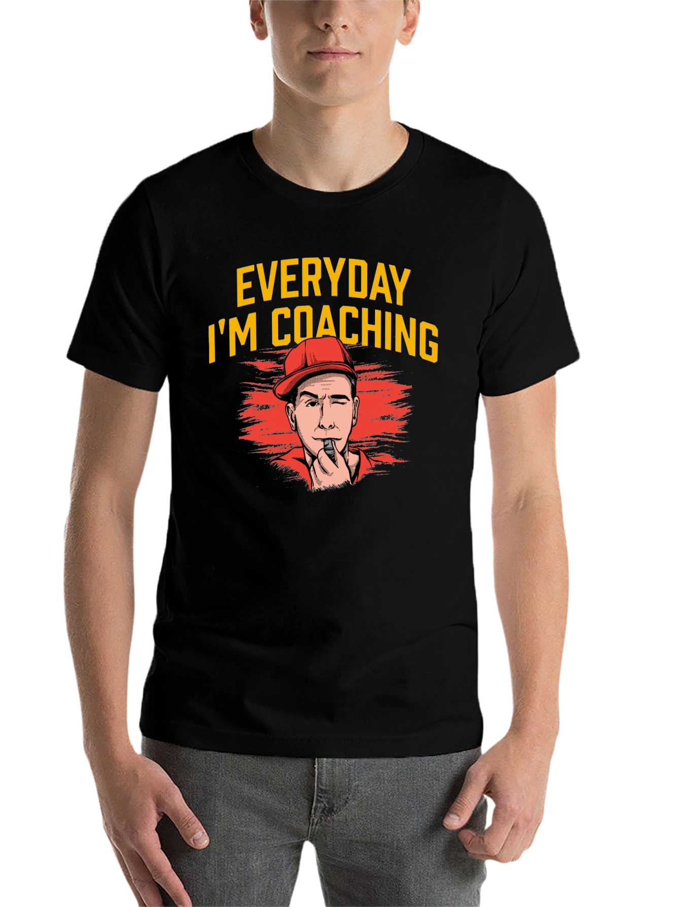 Black Everyday I'm Coaching Black T-Shirt view 7