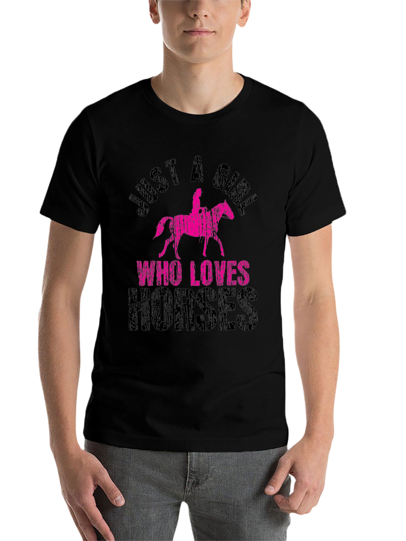 Black Just A Girl Who Loves Horses T-Shirt view 7