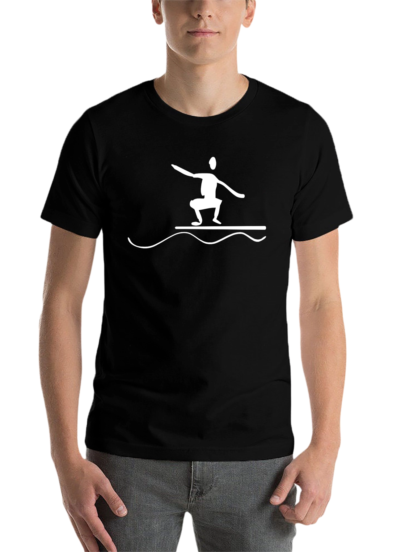 Black Surfer Dude Graphic Tee - Black Cotton Blend view 7