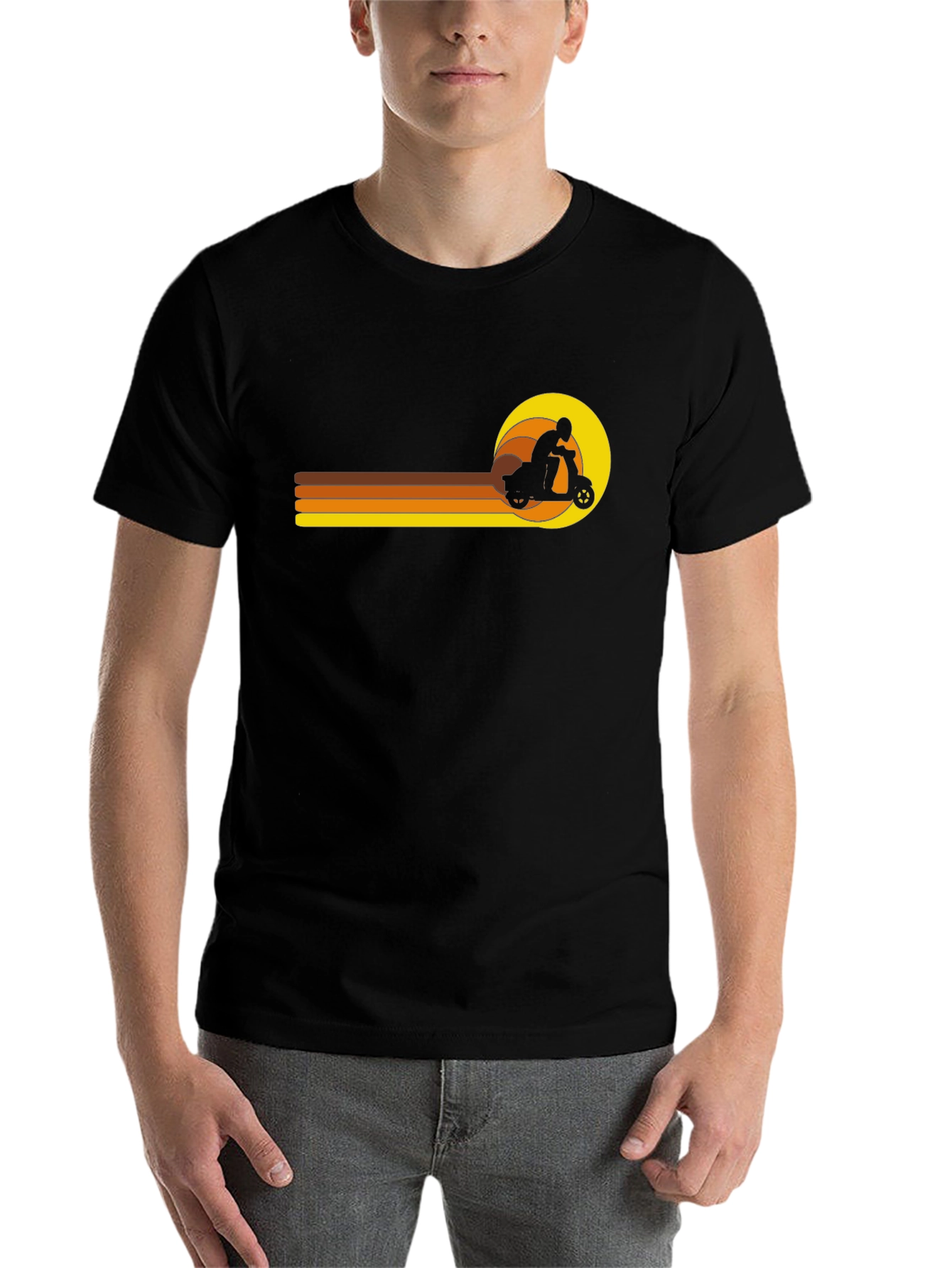 Black Retro Scooter Graphic Tee - Vintage Style T-Shirt view 7