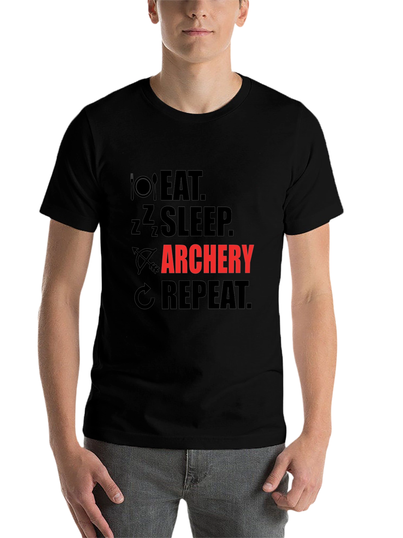Black Eat Sleep Archery Repeat Graphic T-Shirt view 7