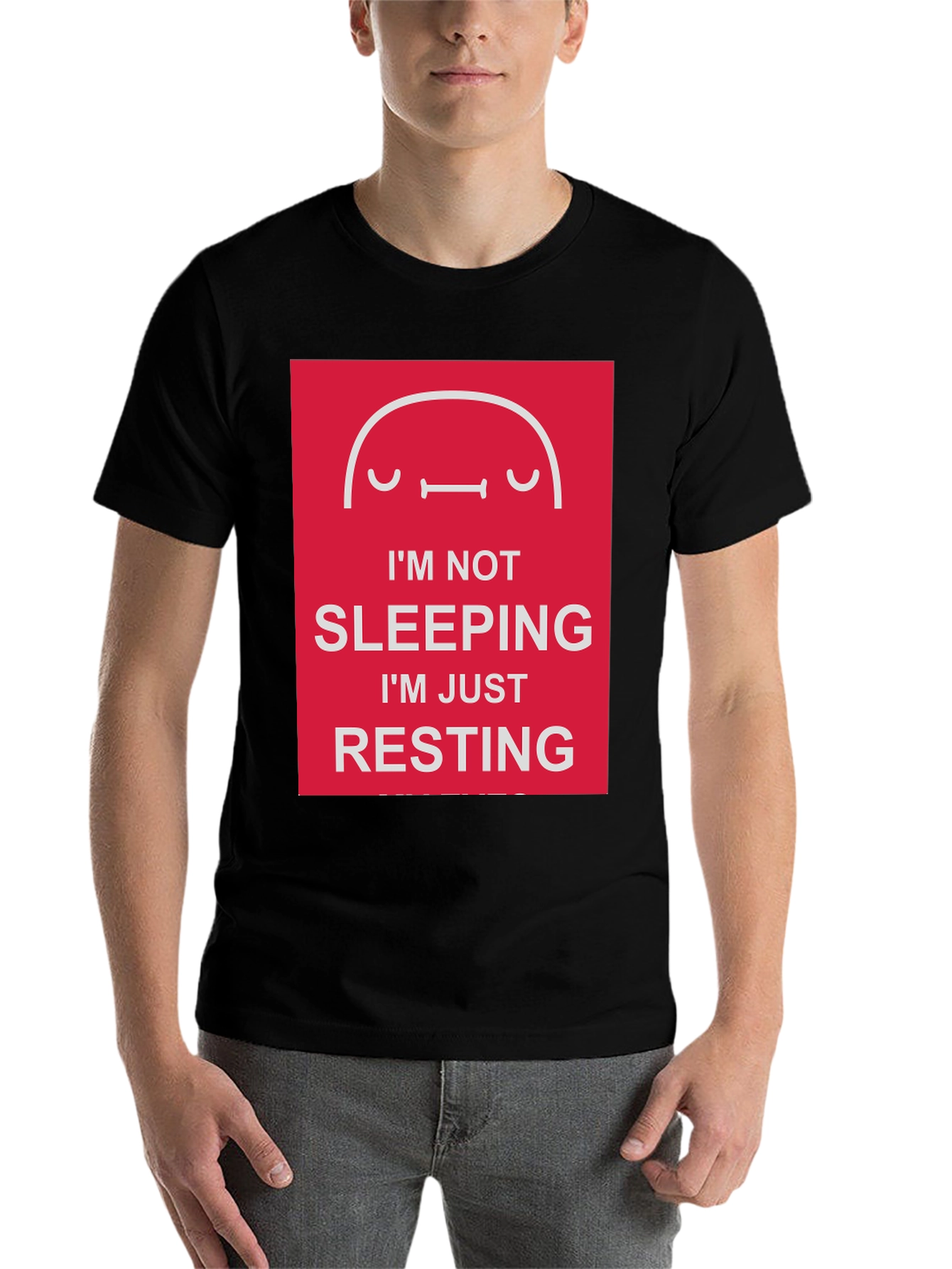 Black Funny Resting T-Shirt - I'm Not Sleeping view 7