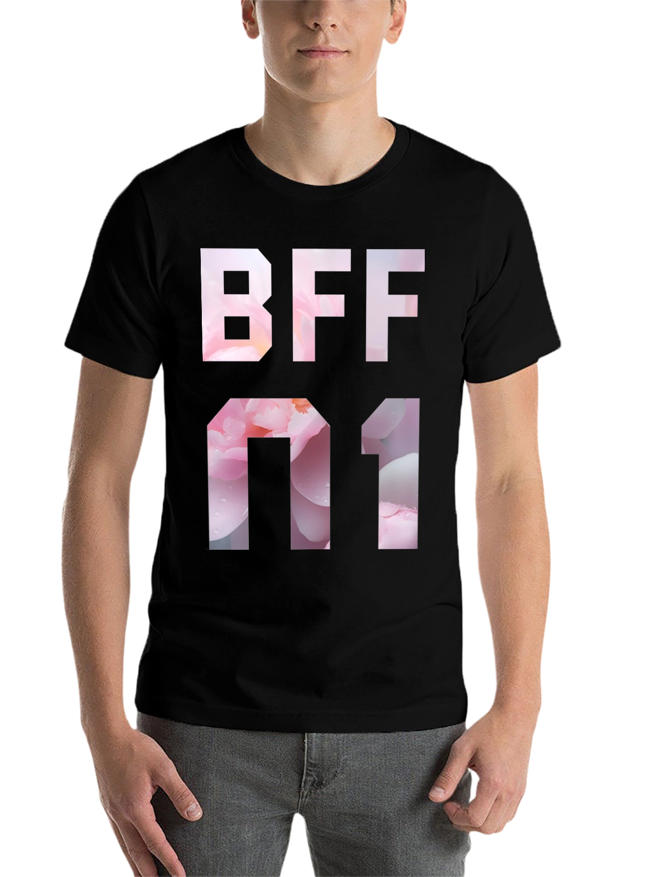 Black BFF 01 Graphic Tee - Black Short Sleeve T-Shirt view 7