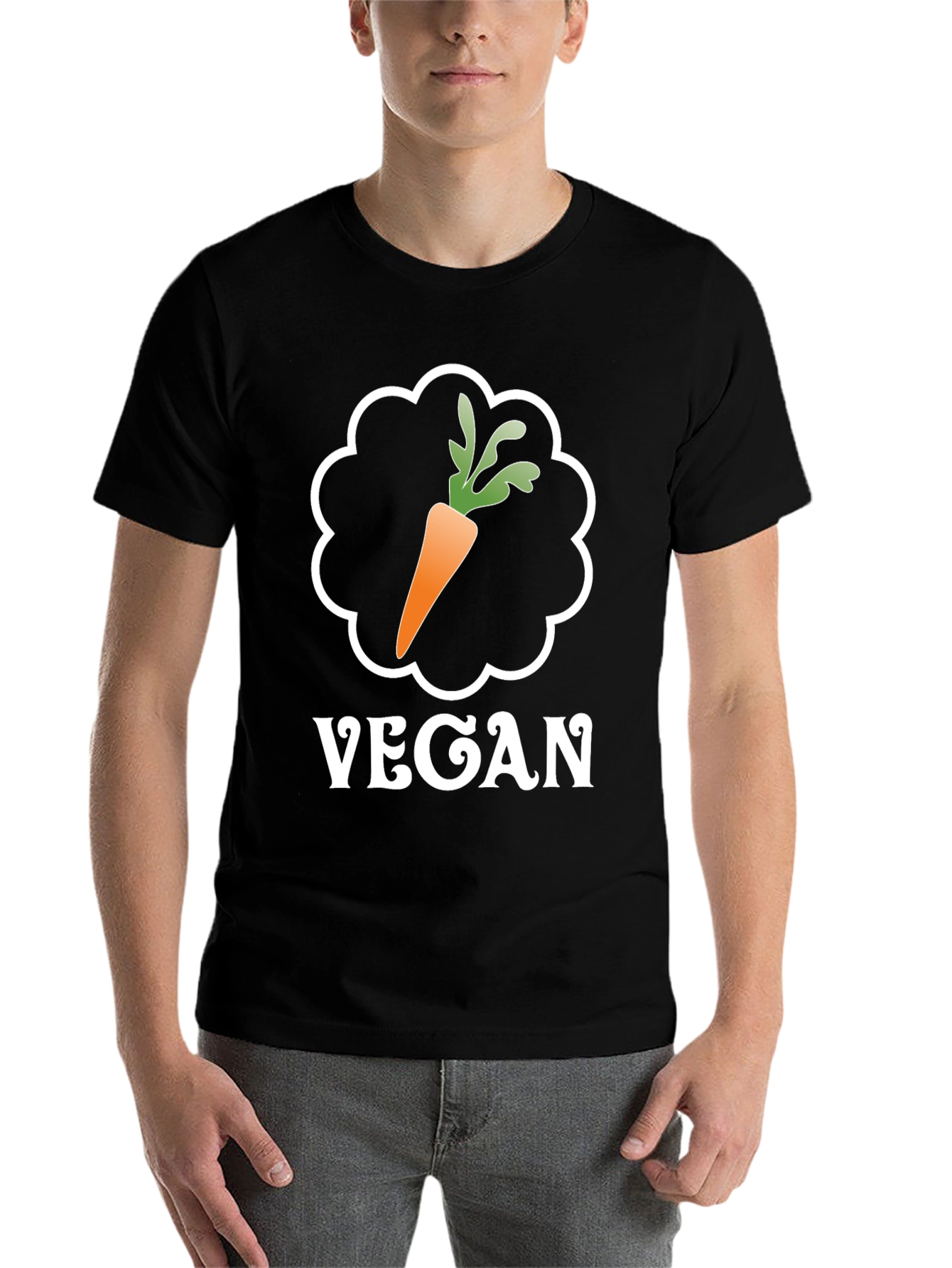 Black Vegan Carrot Graphic Tee - Soft Cotton Comfort view 7