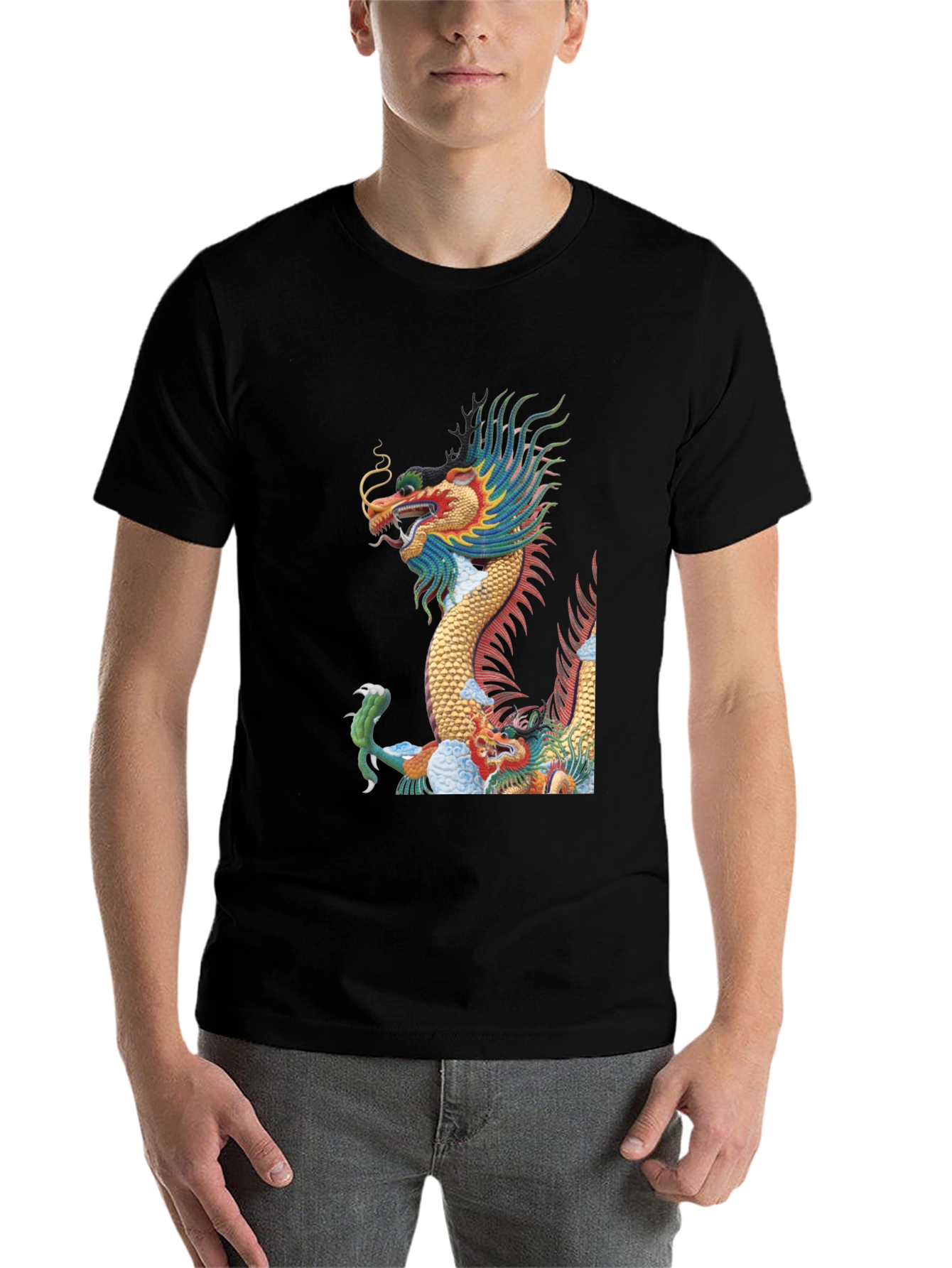 Black Dragon Graphic Tee - Unique Asian Design view 7
