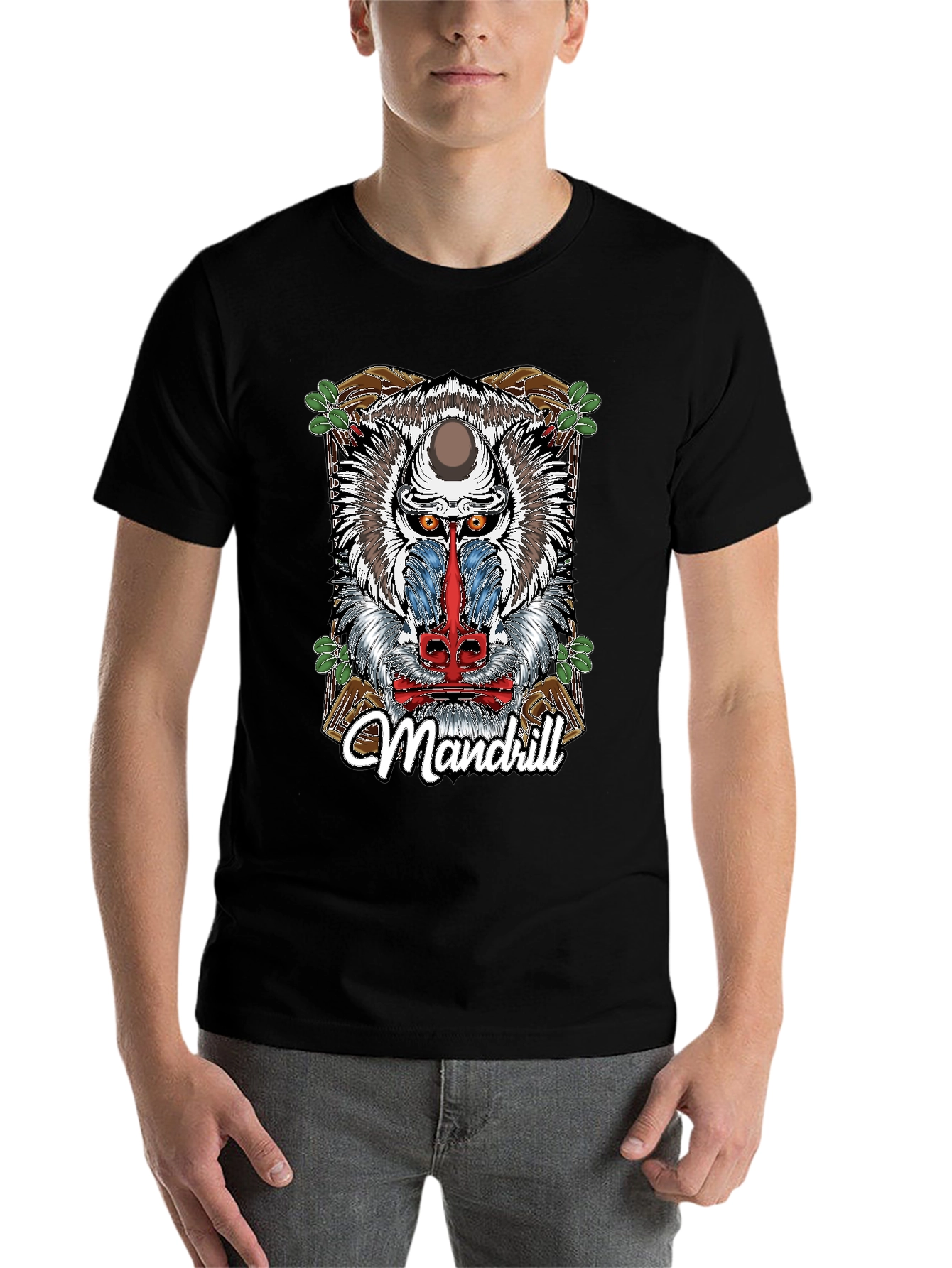 Black Mandrill Graphic Print Black T-Shirt view 7