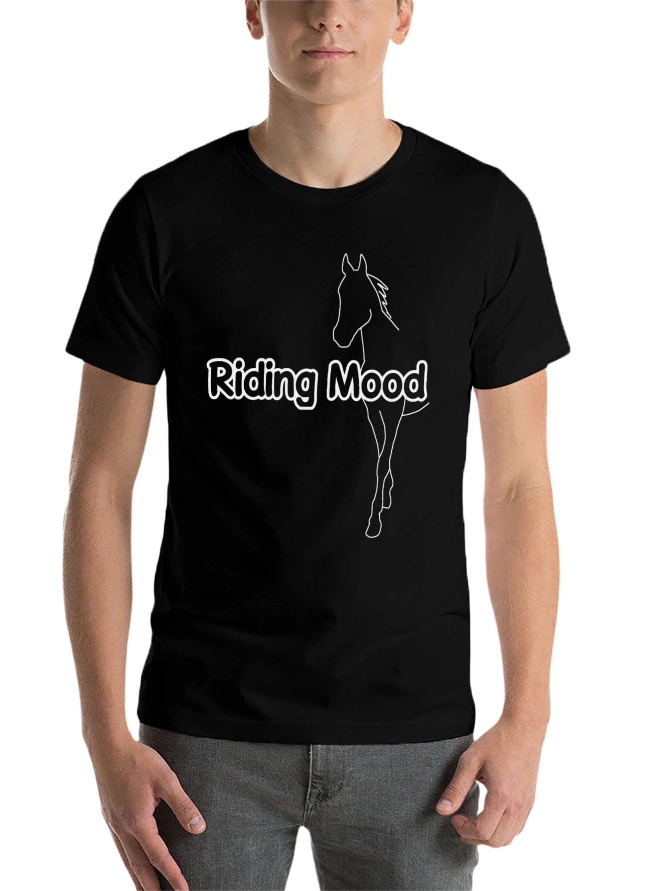 Black Riding Mood Graphic Tee - Black Cotton Blend T-Shirt view 7