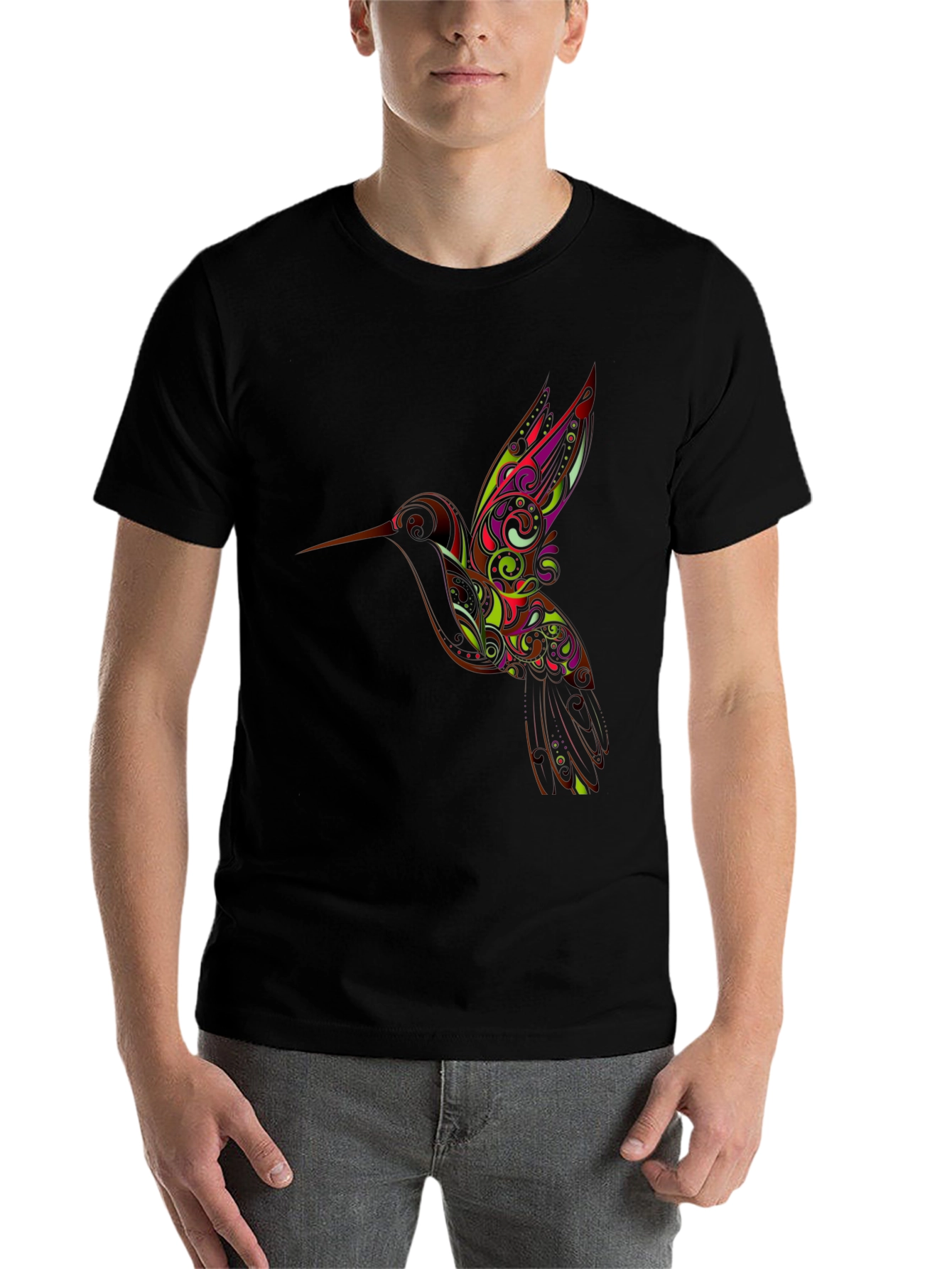 Black Hummingbird Graphic Black T-Shirt view 7