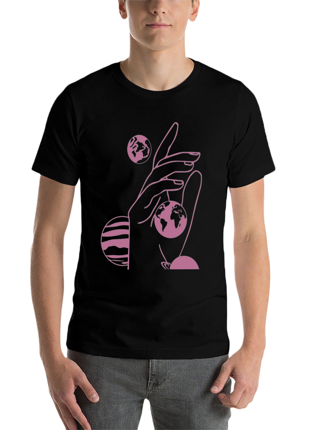 Black Cosmic Hand Graphic Tee - Black view 7