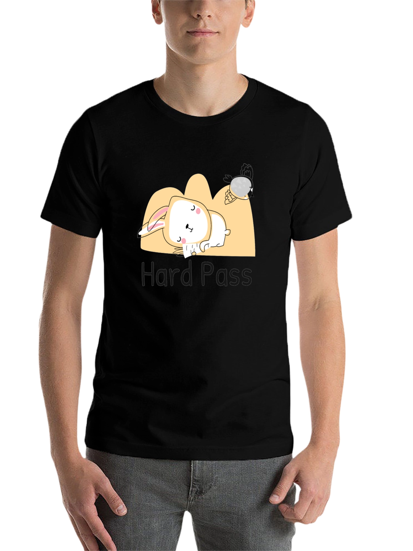 Black Lazy Bunny Graphic Tee - Comfy & Cute Unisex T-Shirt view 7