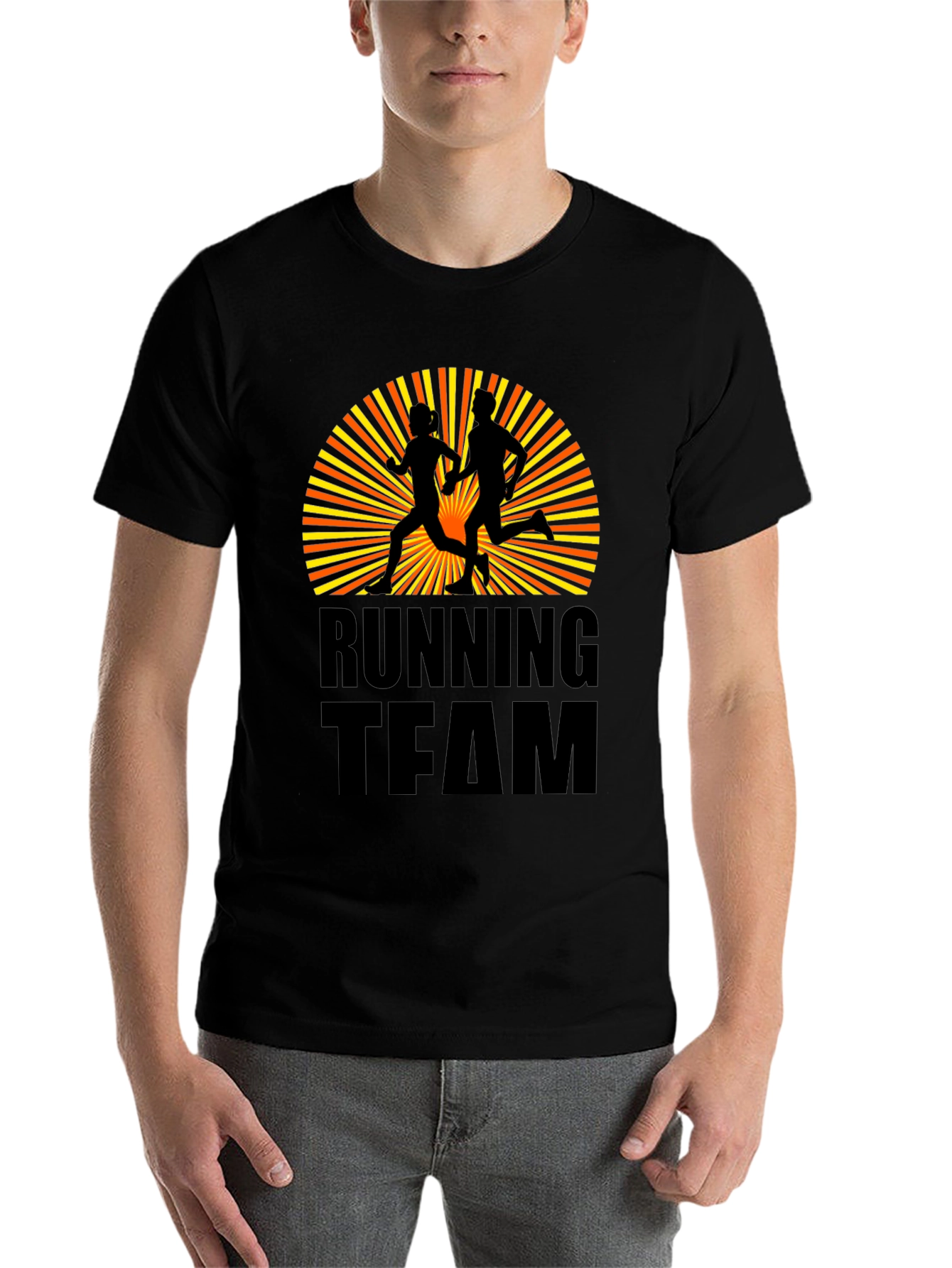 Black Running Team Graphic Tee - Athletic Sport T-Shirt view 7