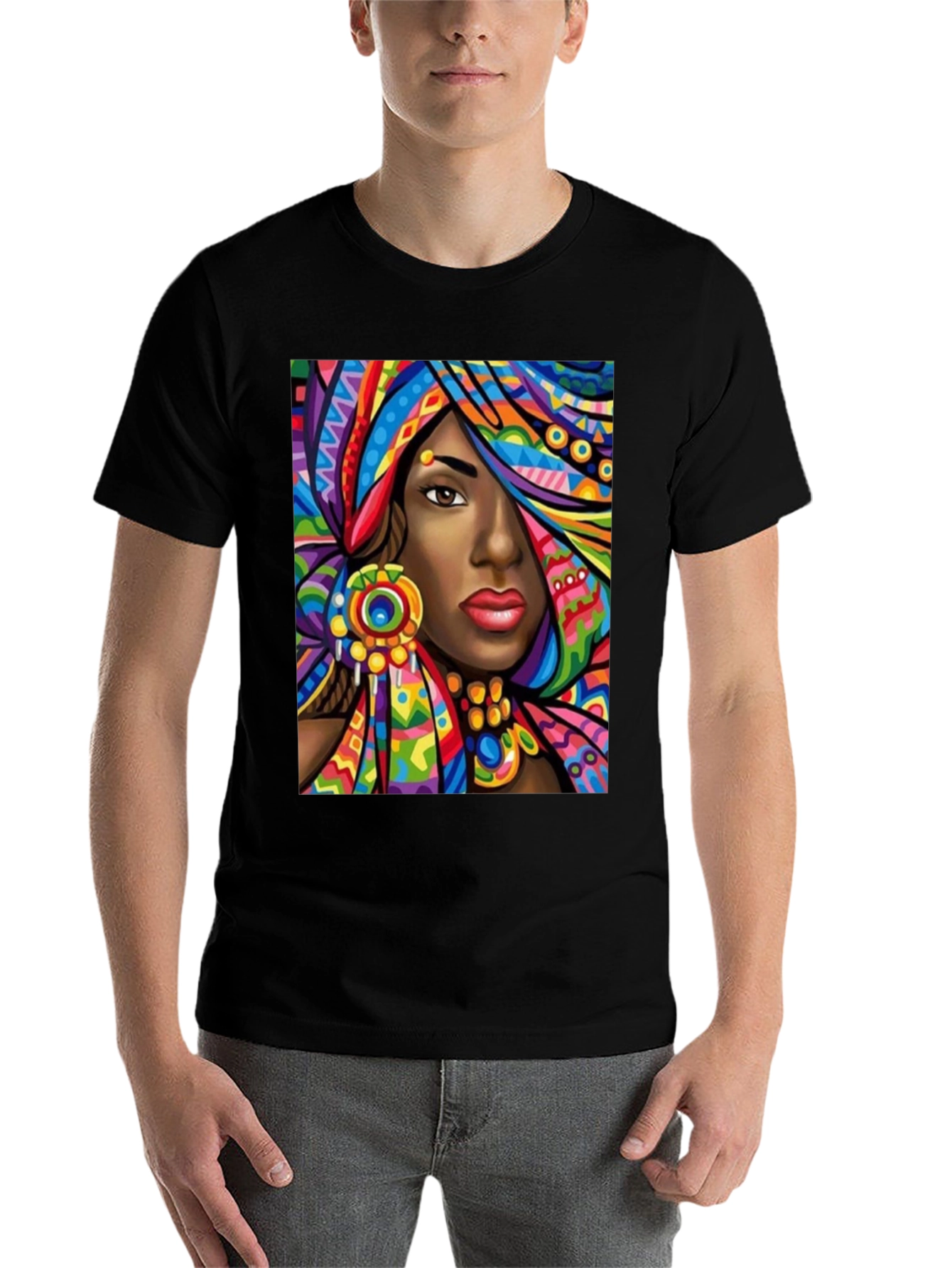 Black Colorful African Queen Graphic T-Shirt view 7