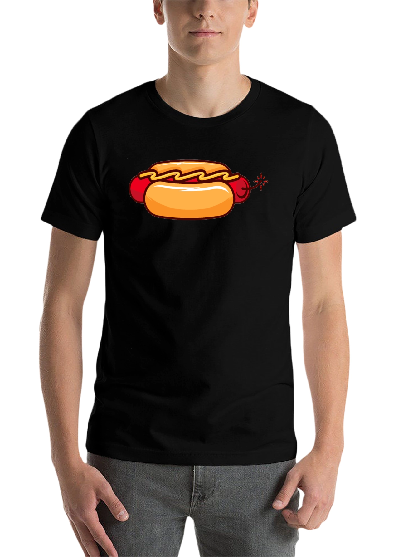 Black Hot Dog Bomb T-Shirt - Funny Graphic Tee view 7