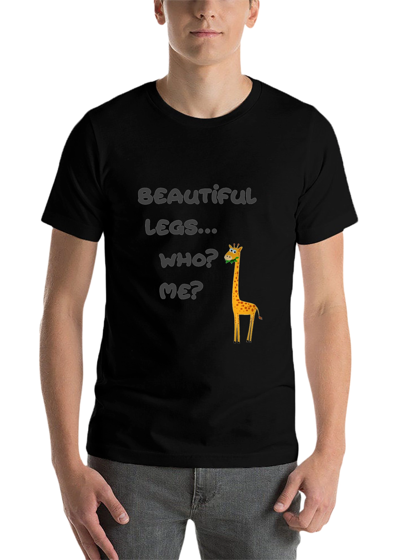 Black Funny Giraffe T-Shirt - Beautiful Legs view 7