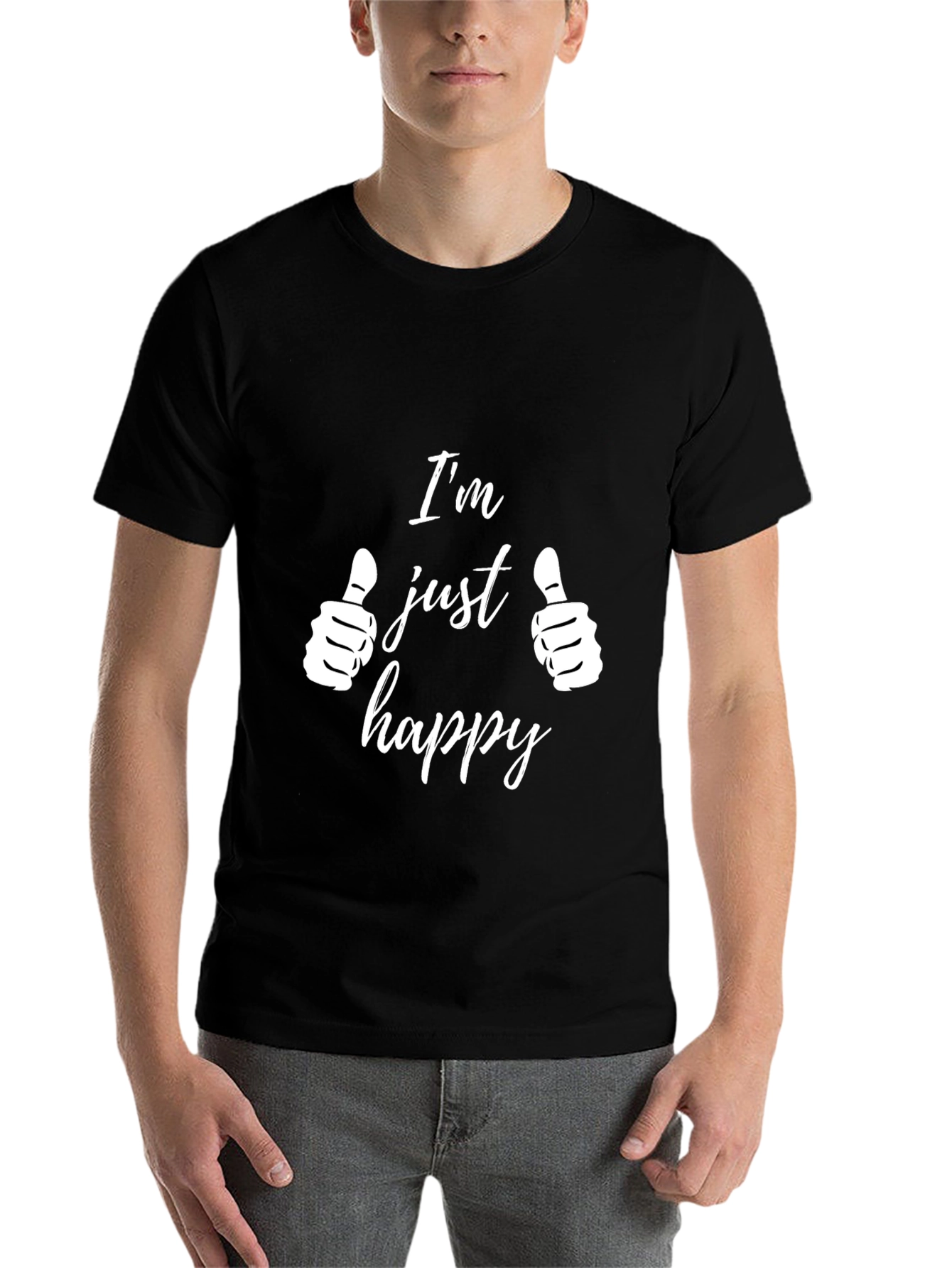 Black I'm Just Happy Graphic T-Shirt - Black view 7