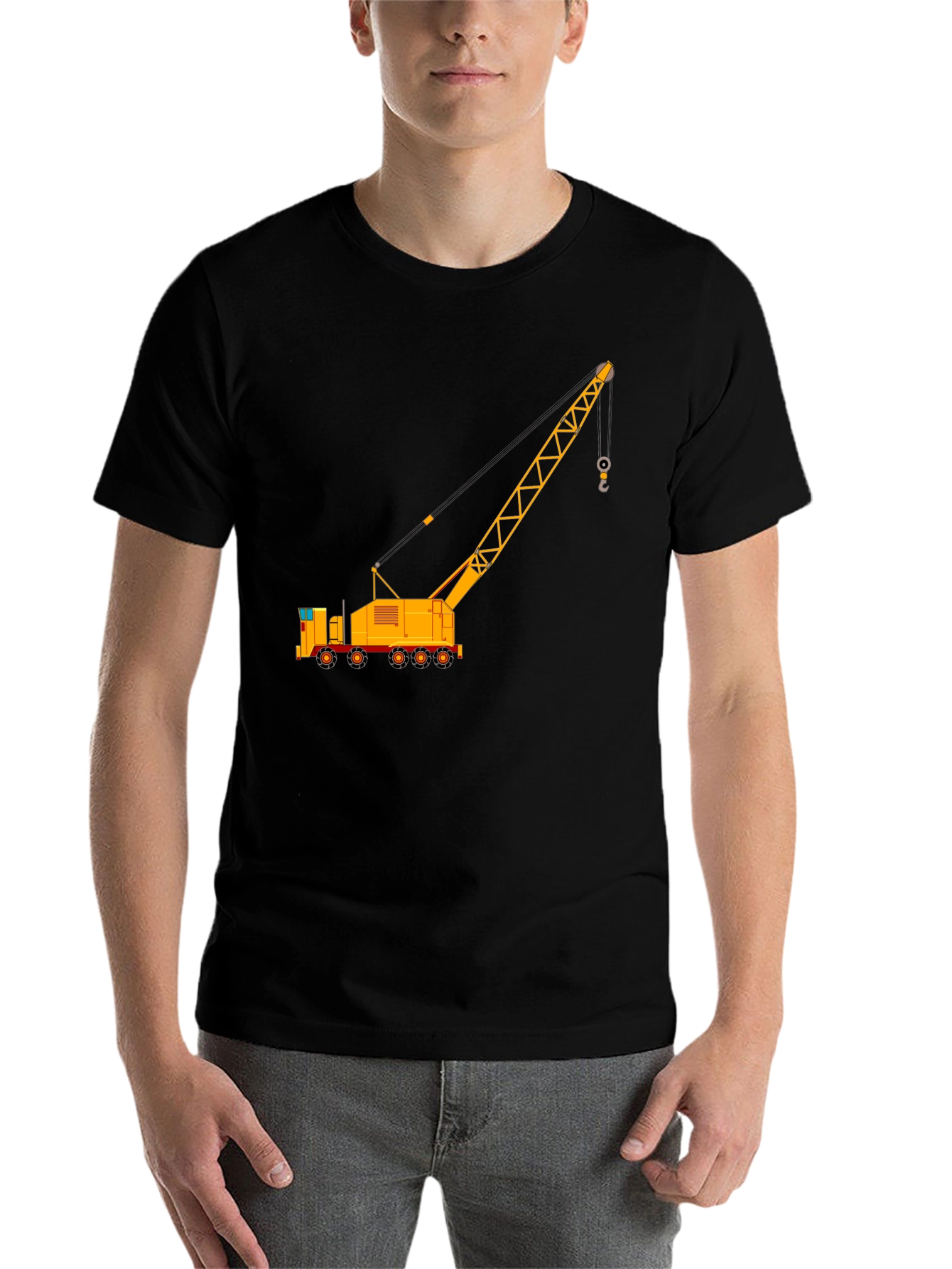 Black Construction Crane Graphic T-Shirt view 7