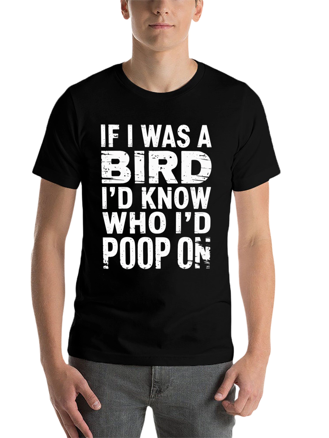 Black Funny "If I Was A Bird" Graphic T-Shirt view 7