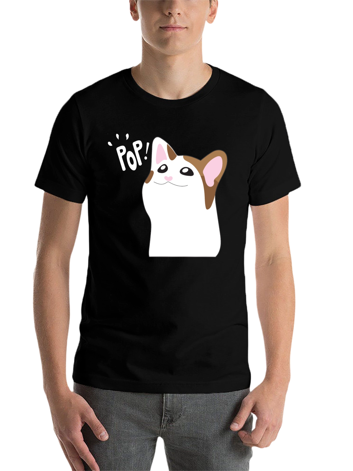 Black Pop Cat Meme T-Shirt - Hilarious Viral Cat Tee view 7