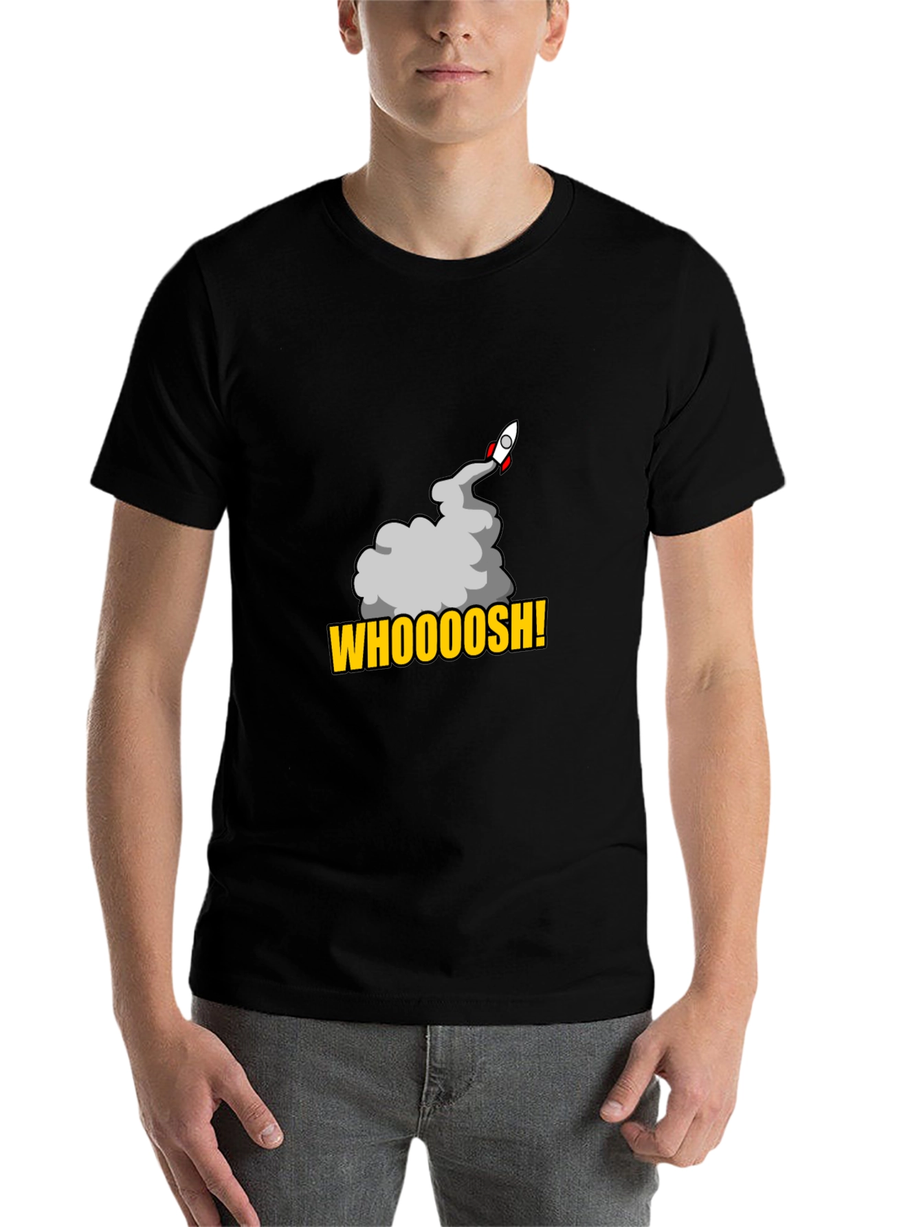 Black Whoooosh Rocket Graphic T-Shirt view 7