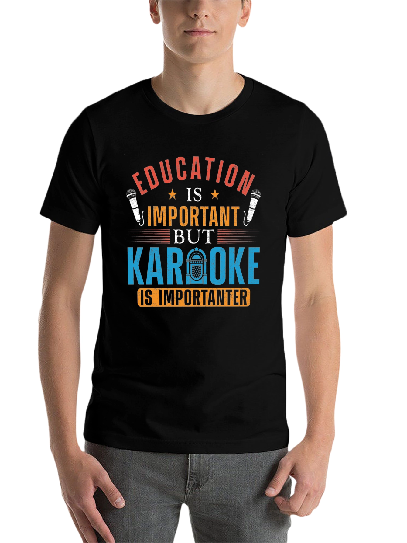 Black Education vs Karaoke Graphic Tee view 7