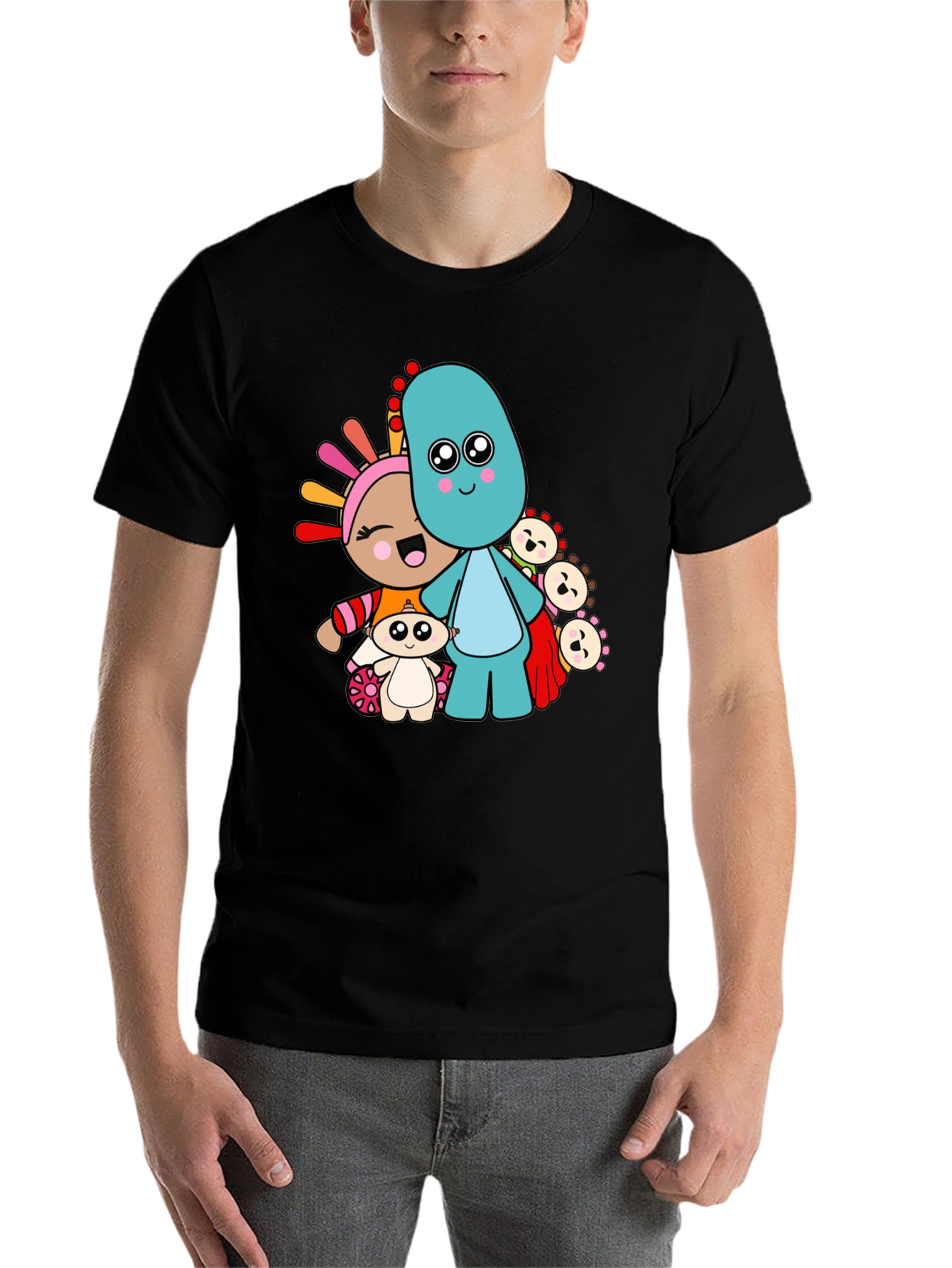 Black In the Night Garden Cartoon Character Black T-Shirt view 7