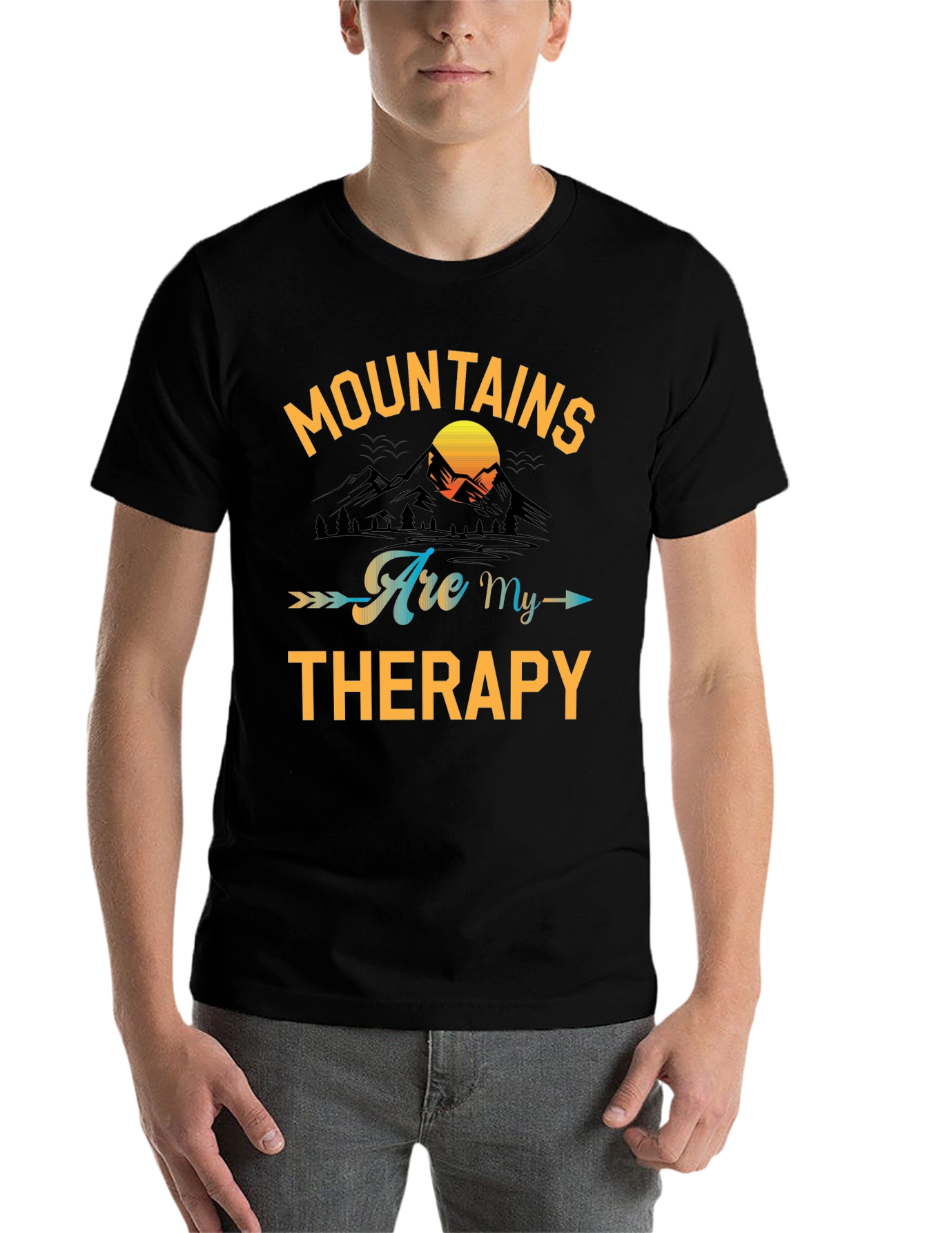 Black Mountains Are My Therapy Black Graphic Tee view 7