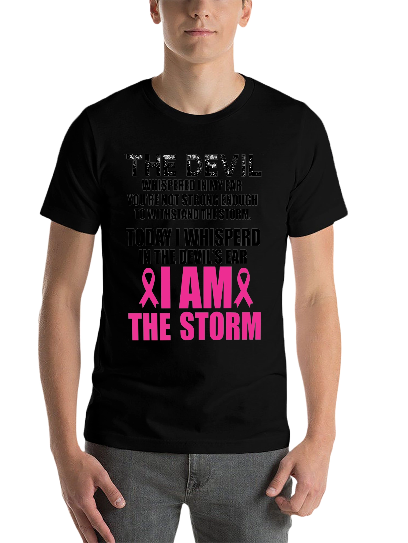 Black I Am the Storm Graphic Tee - Cancer Awareness view 7