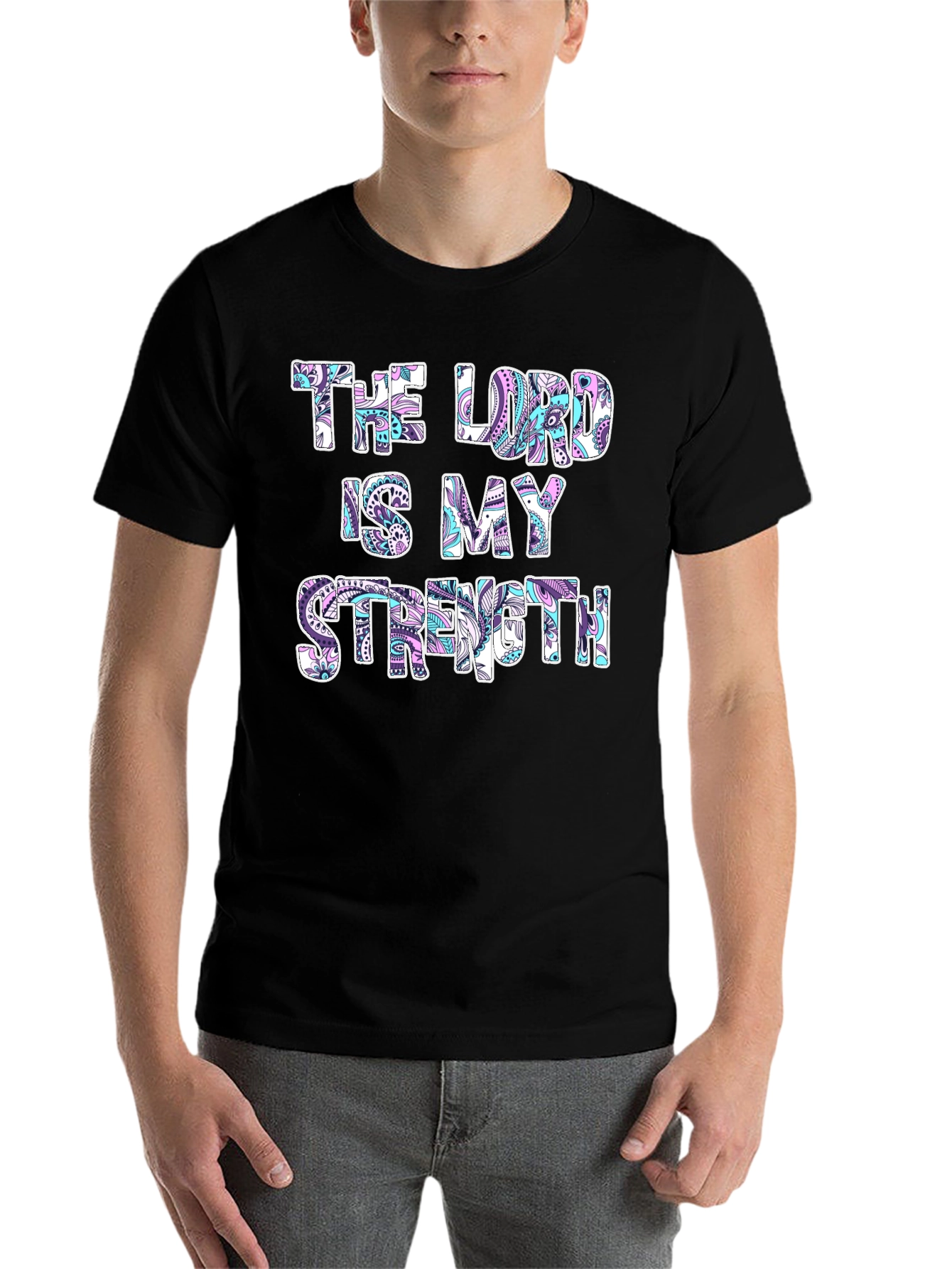 Black The Lord Is My Strength Graphic T-Shirt view 7