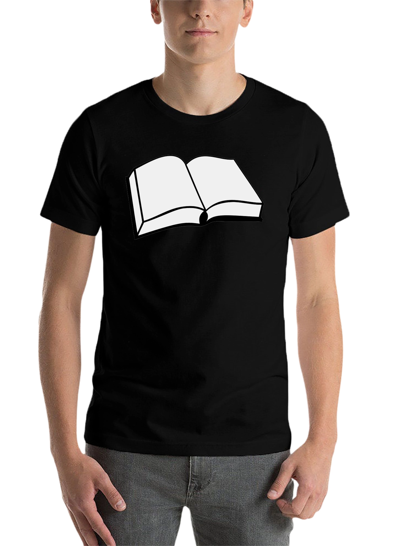 Black Open Book Graphic Tee - Black Cotton T-Shirt view 7