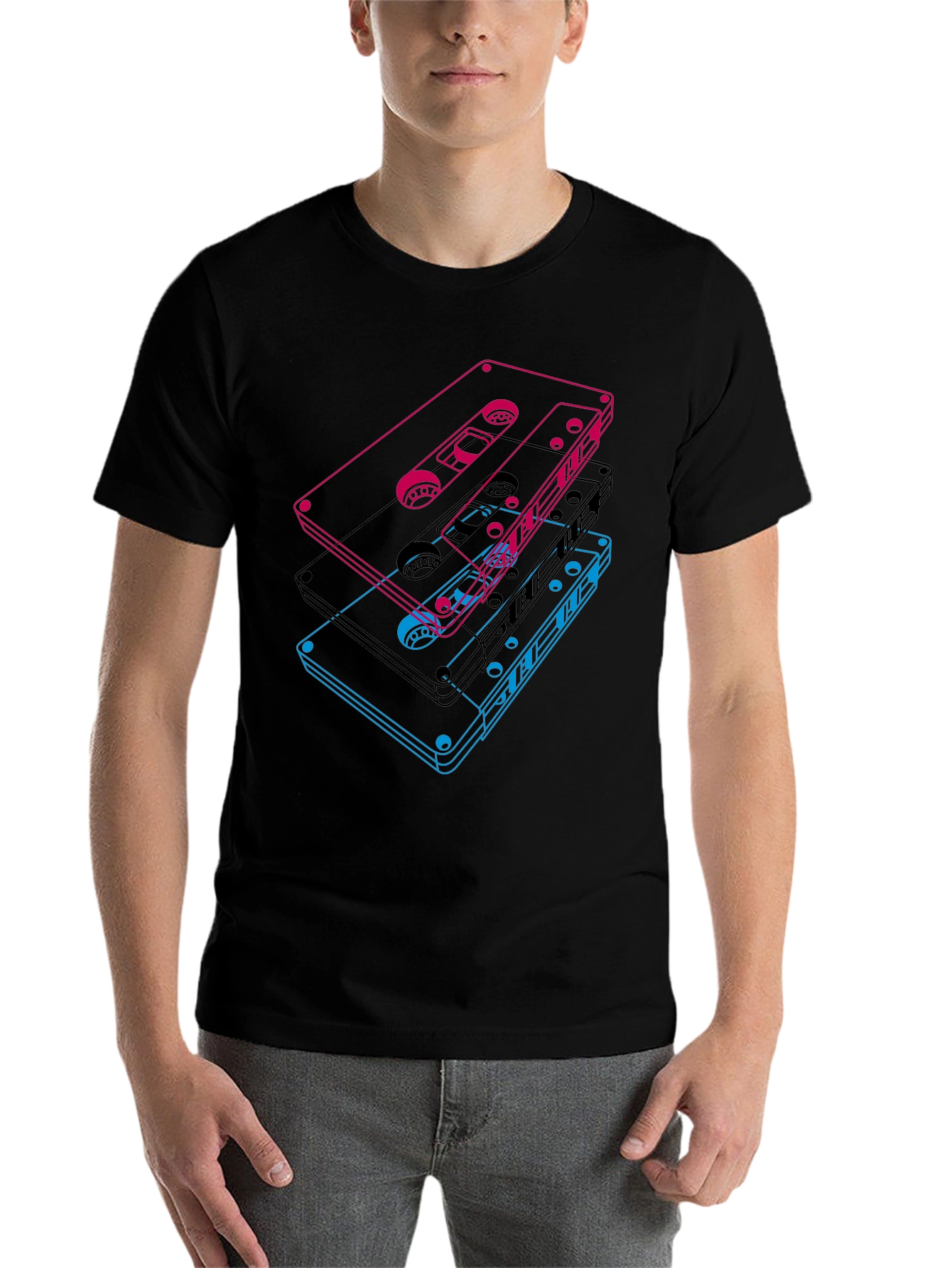 Black Retro Cassette Tape Graphic T-Shirt view 7