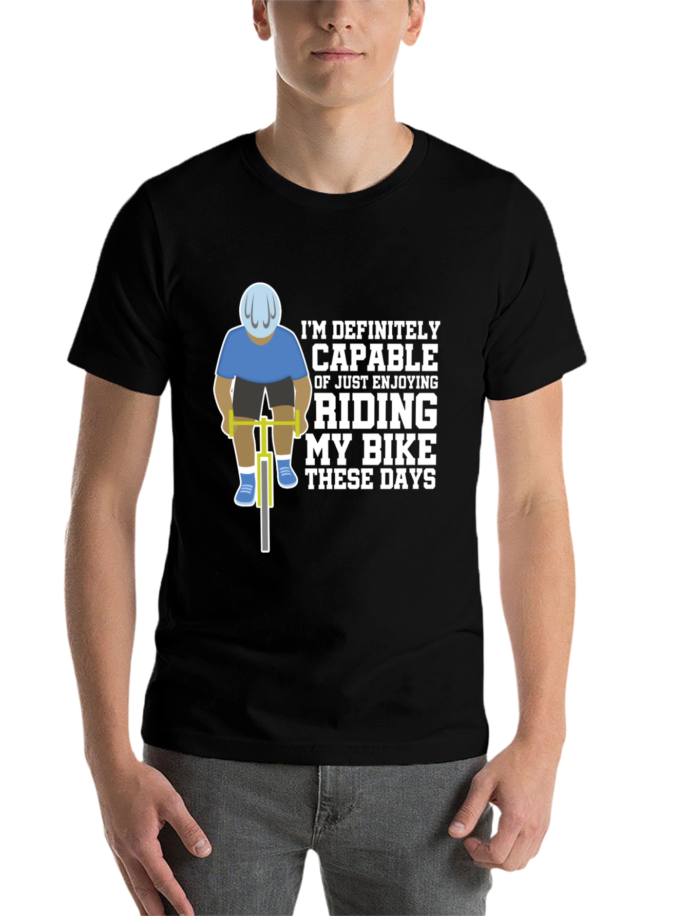 Black Funny Cycling T-Shirt - Riding My Bike These Days view 7