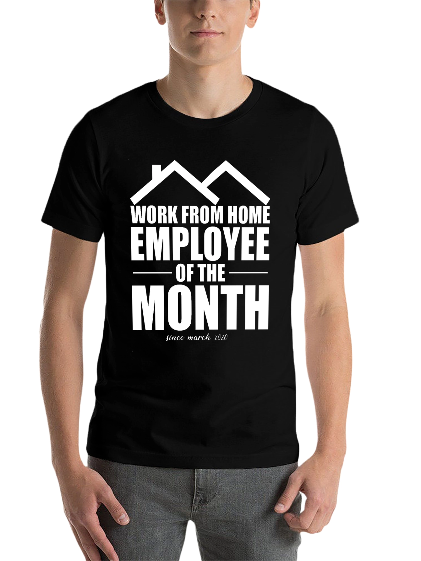 Black Work From Home Employee of the Month Black T-Shirt view 7