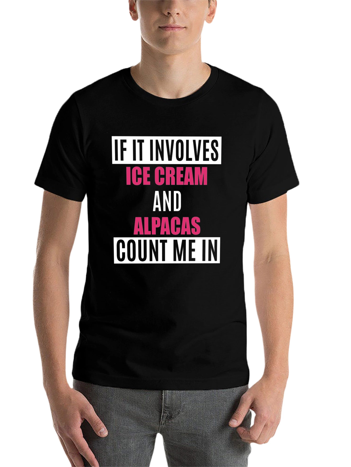 Black Ice Cream & Alpacas T-Shirt - Count Me In view 7