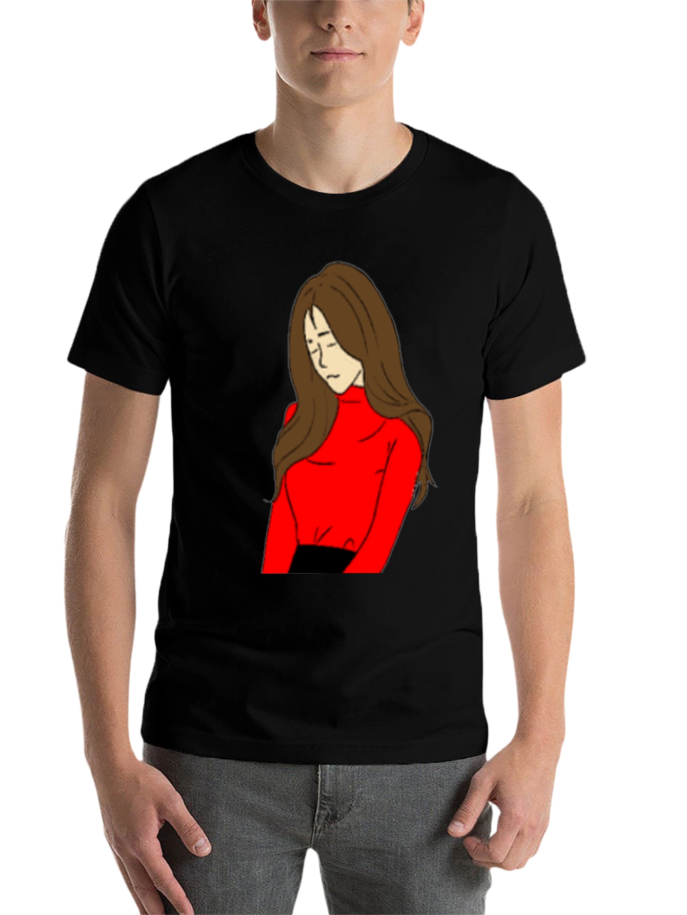 Black Artistic Girl Graphic T-Shirt view 7
