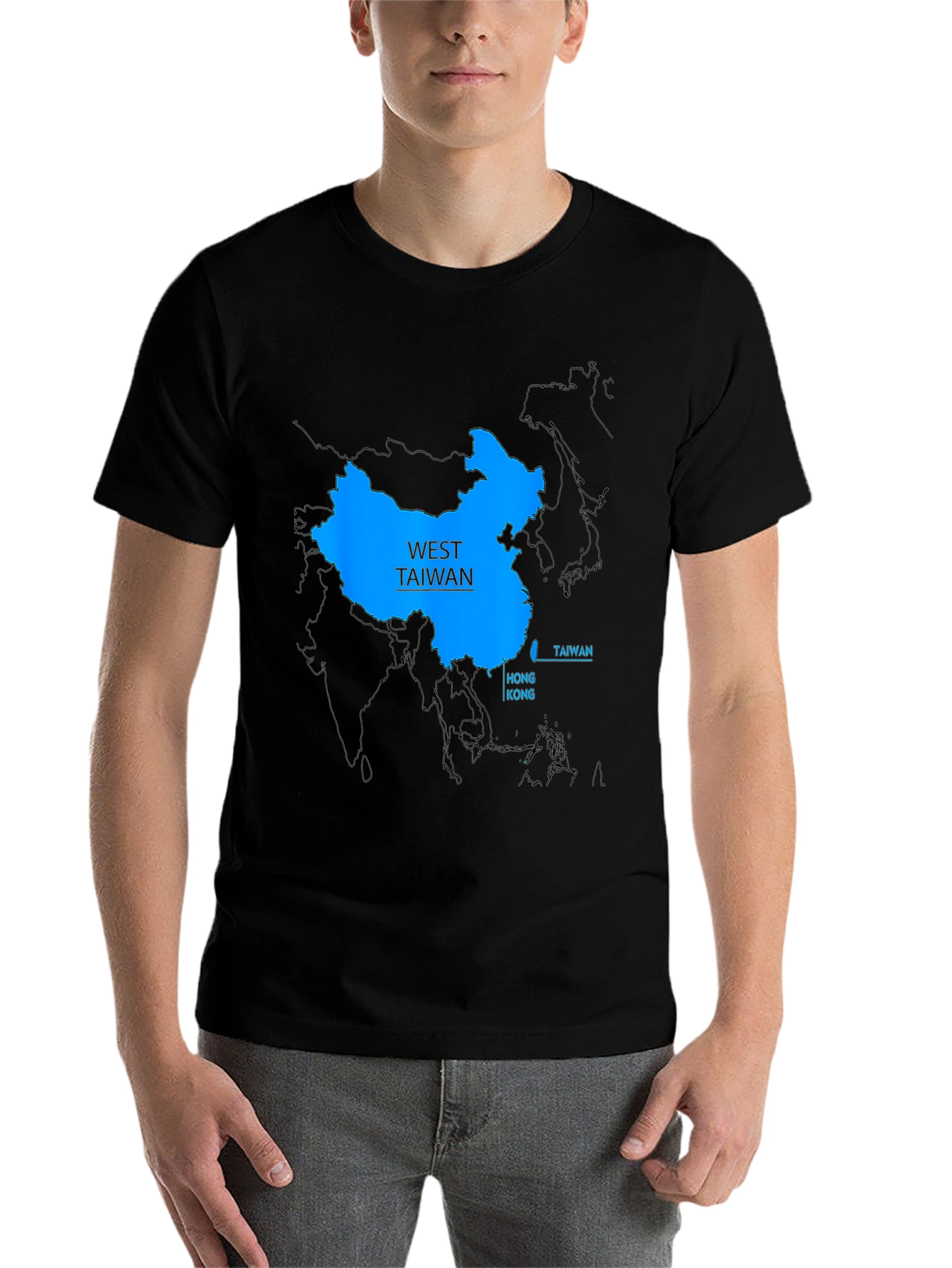 Black West Taiwan Map T-Shirt - Political Statement Tee view 7