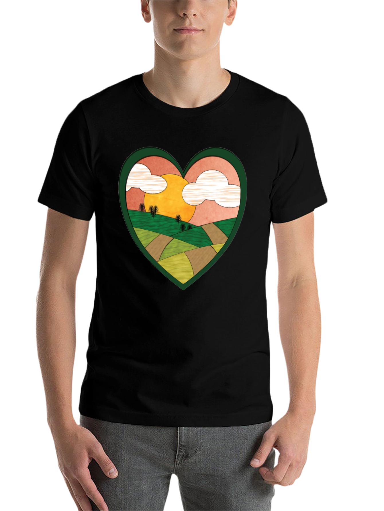 Black Heart Landscape Graphic Tee - Nature Lover Shirt view 7
