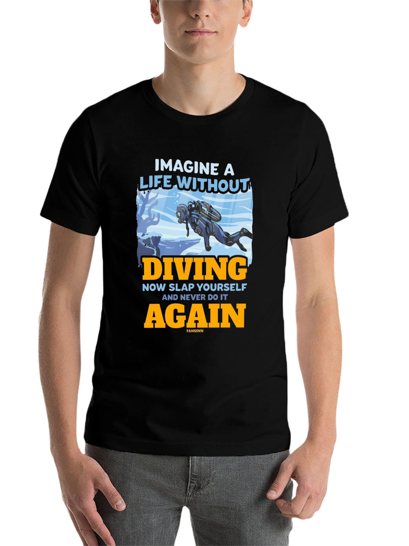 Black Diving T-Shirt - Imagine a Life Without Diving view 7