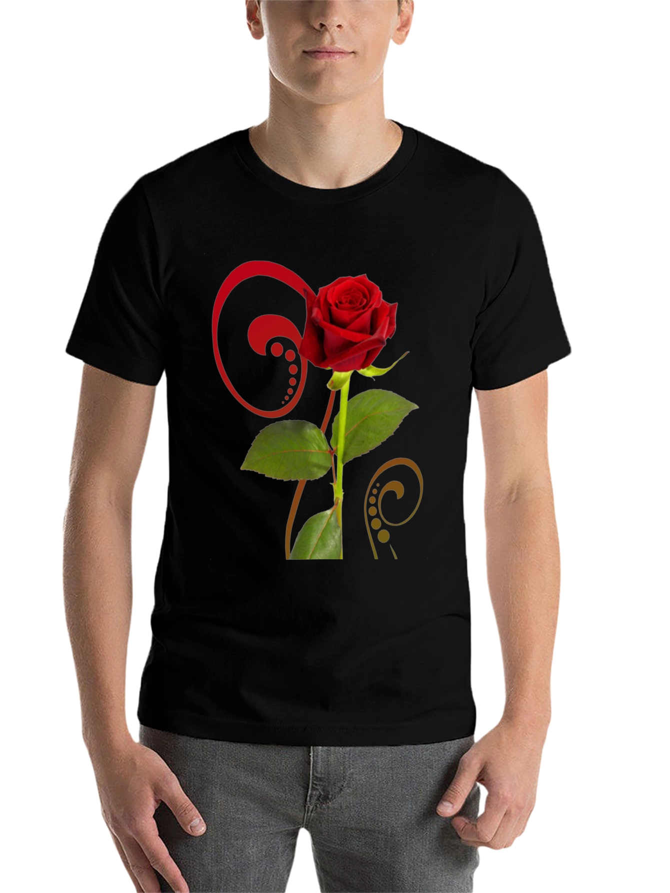 Black Rose Graphic Black T-Shirt - Floral Design view 7
