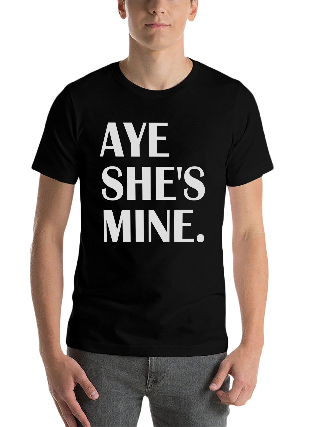 Black Aye She's Mine Black Graphic Tee view 7