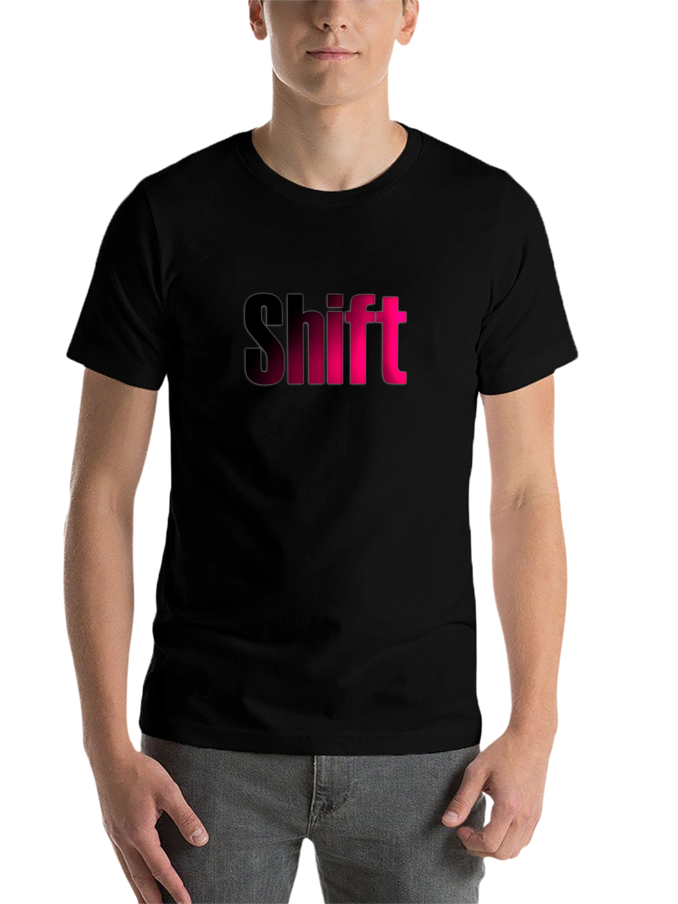 Black Shift Graphic T-Shirt - Black Tee with Pink Lettering view 7