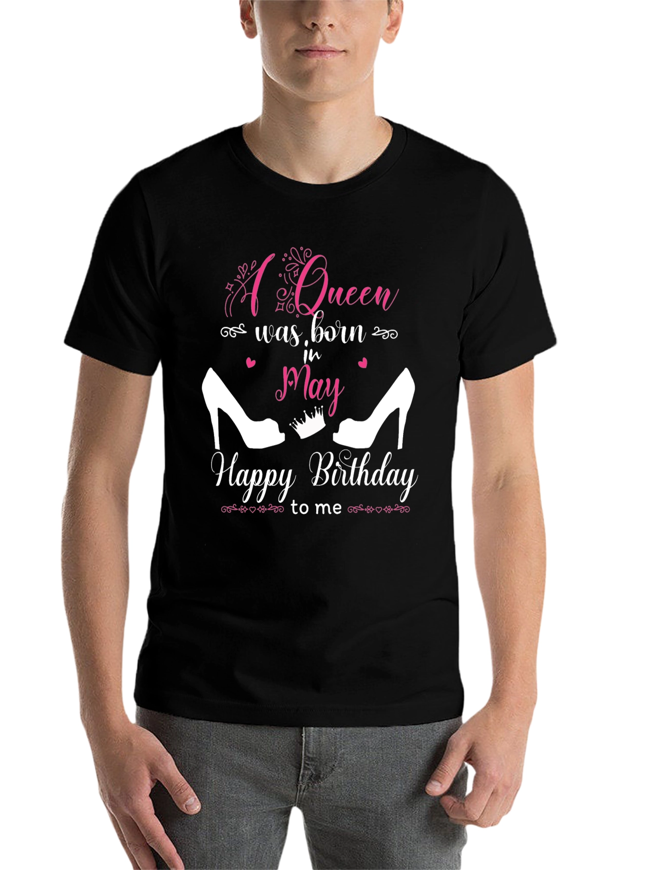 Black A Queen Was Born in May Birthday T-Shirt view 7