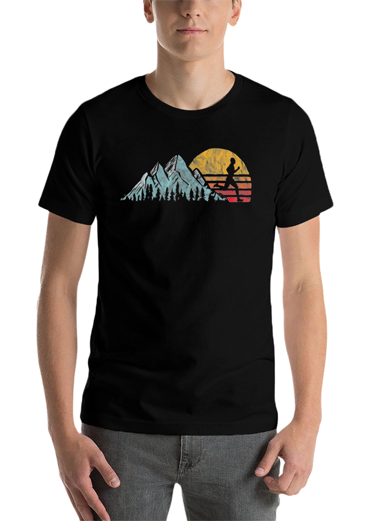Black Runner Mountain Sunset Graphic Tee view 7