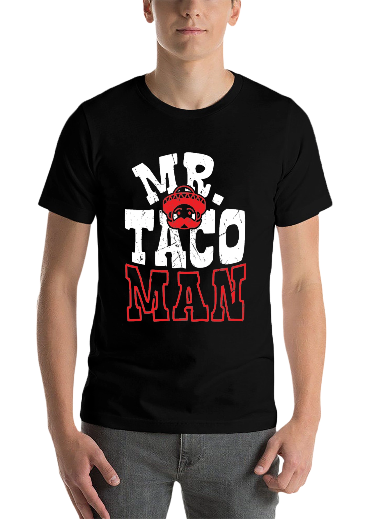 Black Mr. Taco Man Novelty Graphic T-Shirt view 7