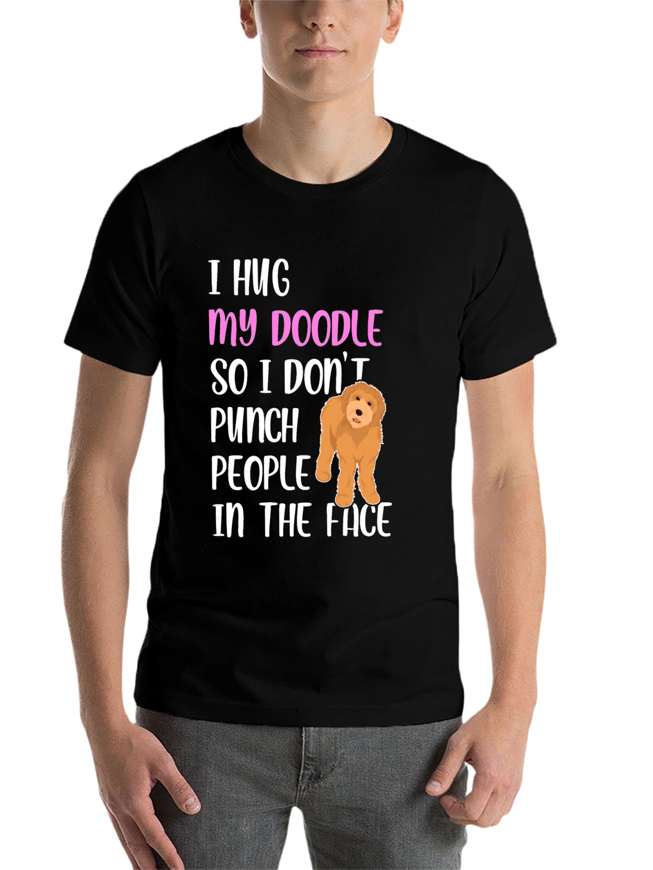 Black Funny Doodle Dog T-Shirt view 7