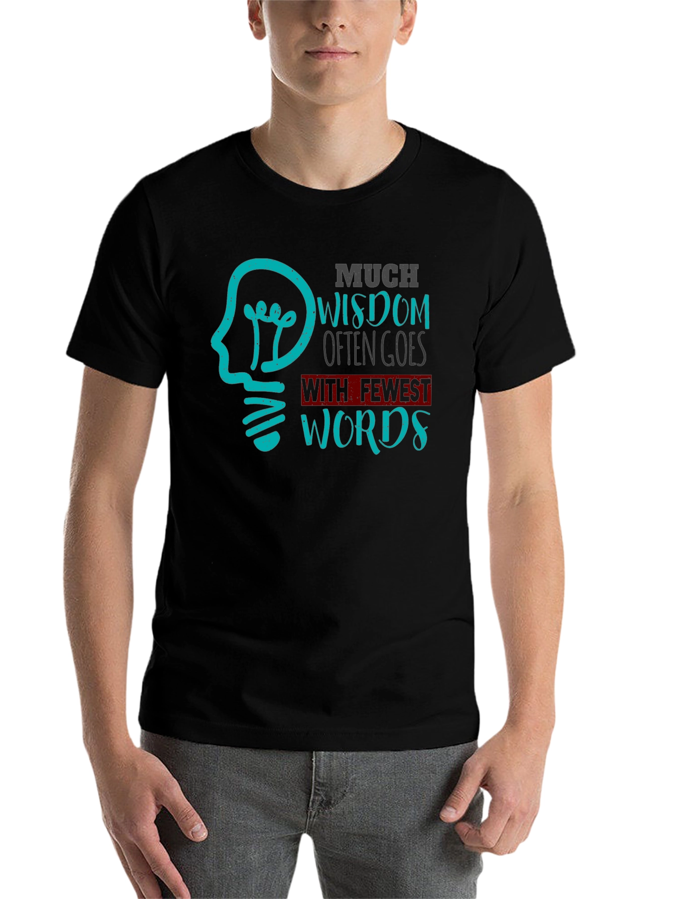 Black Much Wisdom Graphic Tee - Black Cotton T-Shirt view 7