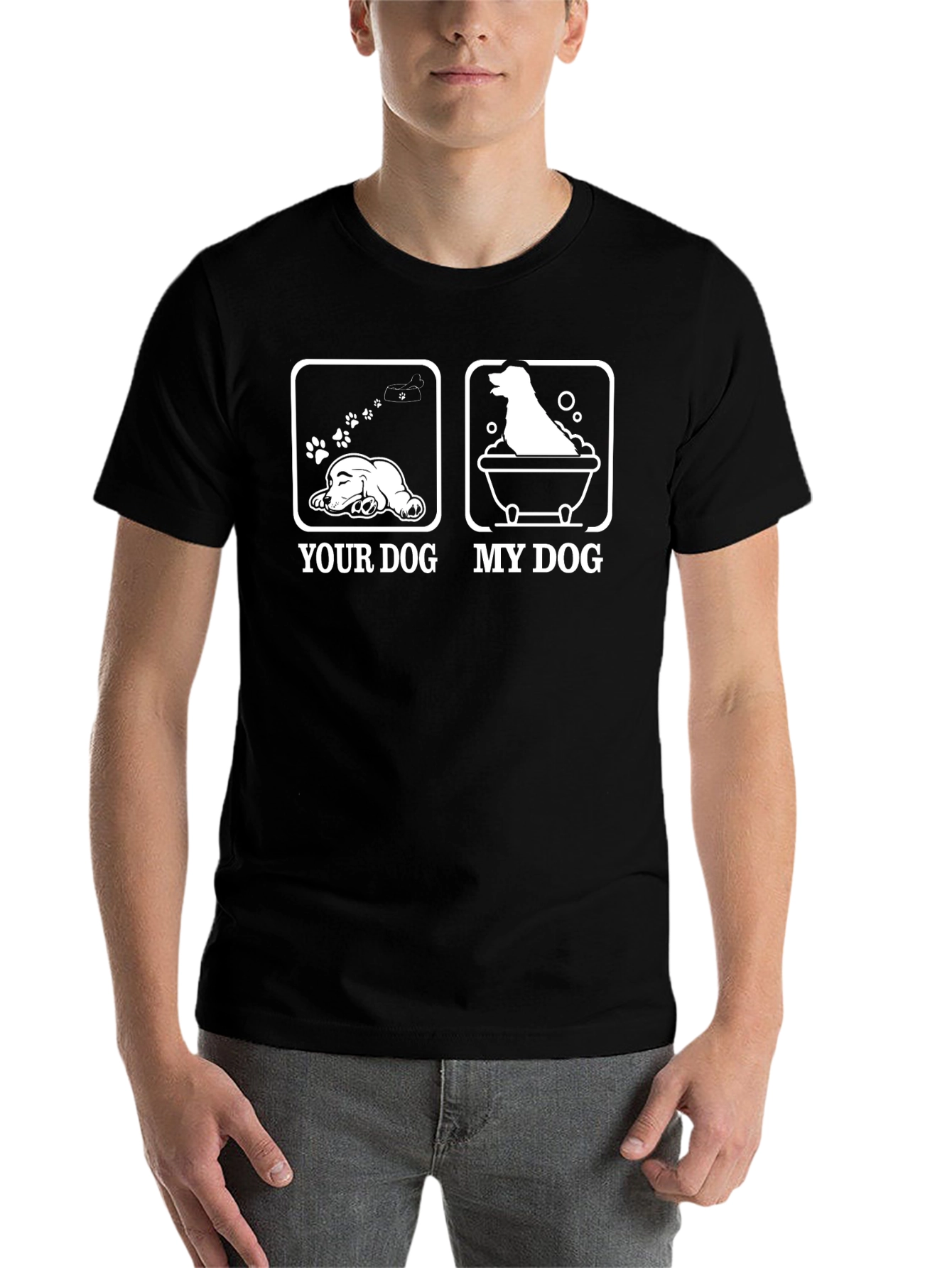 Black Funny Dog T-Shirt - 'Your Dog, My Dog' Design view 7