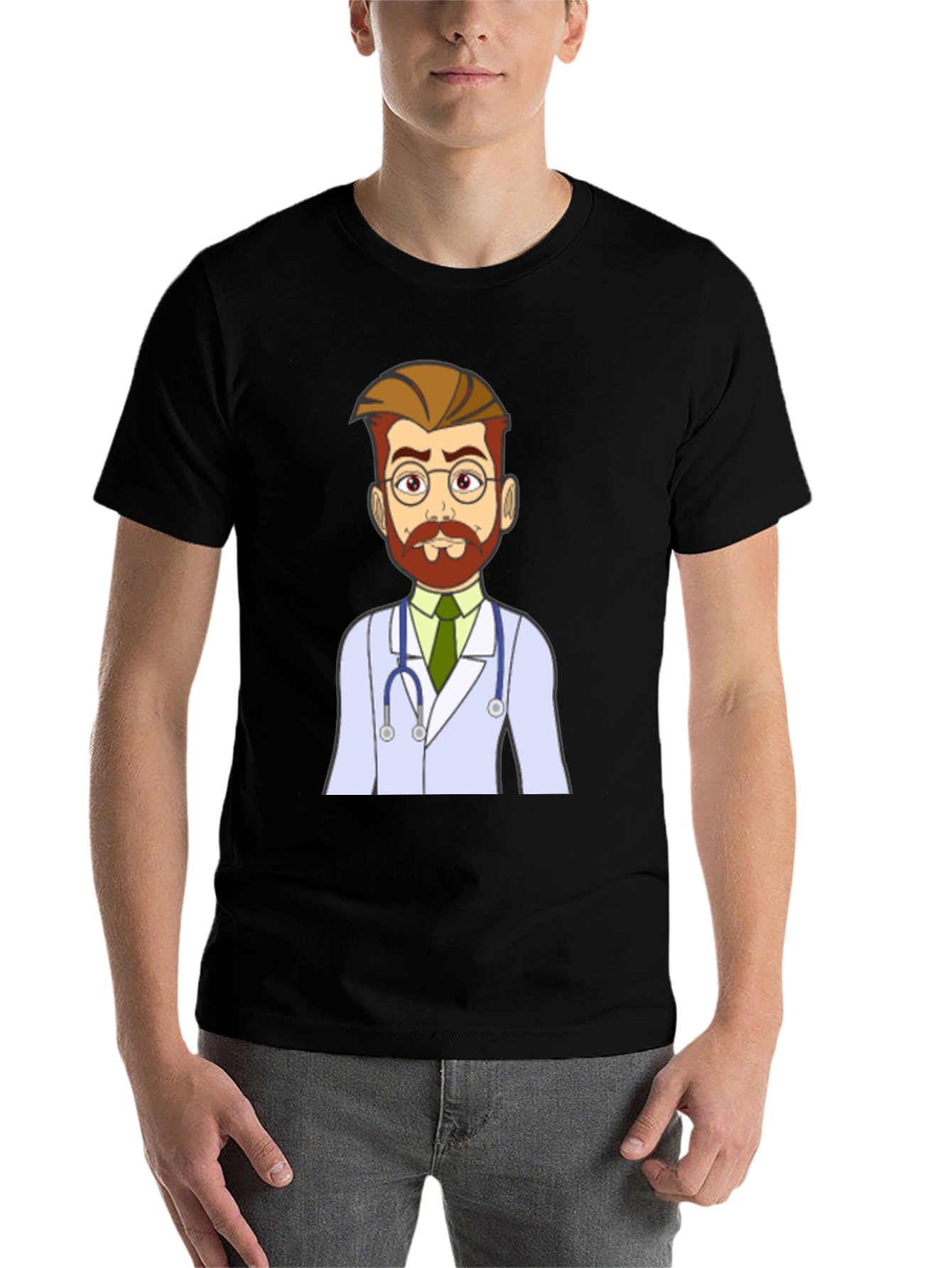 Black Cartoon Doctor Graphic T-Shirt - Medical Humor Tee view 7