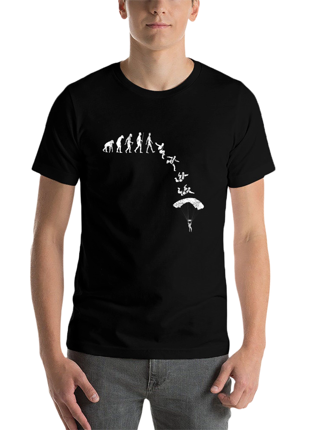 Black Evolution of Skydiving T-Shirt - Black Cotton Tee view 7