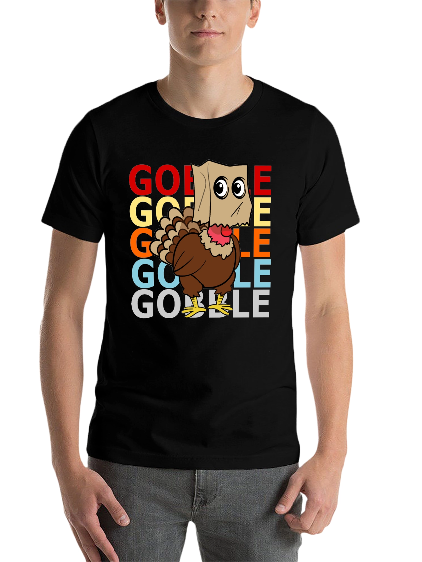 Black Gobble Turkey Thanksgiving Graphic Tee view 7