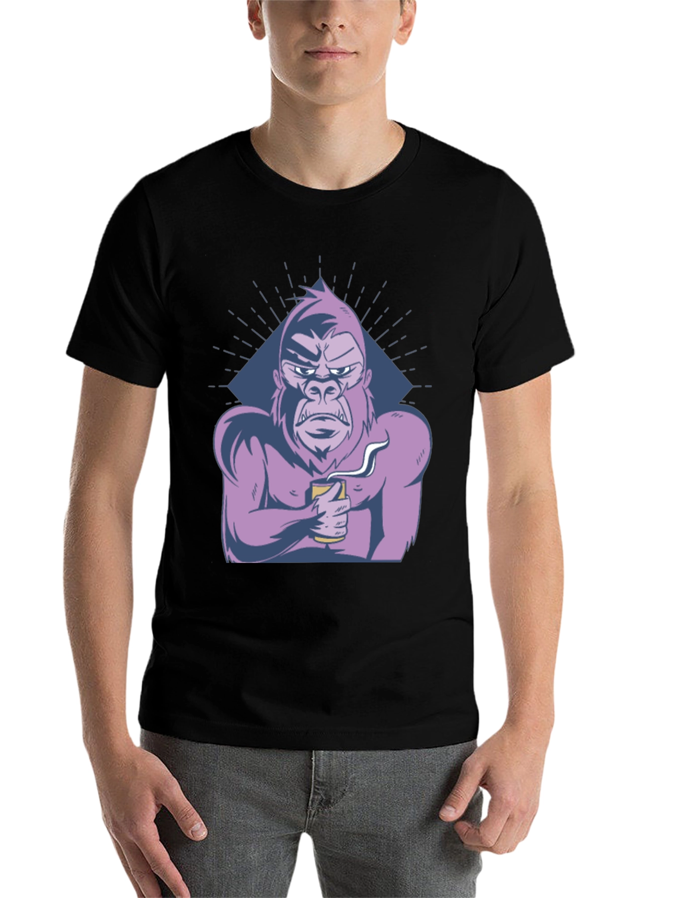 Black Cool Gorilla T-Shirt - Coffee Lover Ape Tee view 7